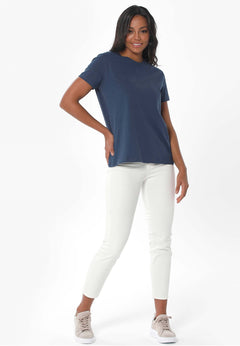 Women's Basic Round Neck T-Shirt Navy