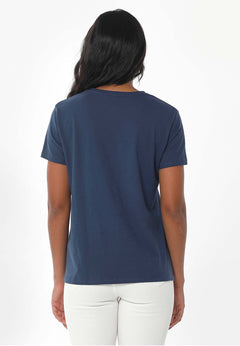 Women's Basic Round Neck T-Shirt Navy