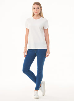 Women's Basic Round Neck T-Shirt Off White