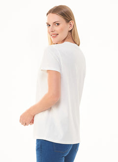 Women's Basic Round Neck T-Shirt Off White