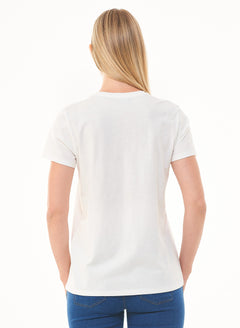 Women's Basic Round Neck T-Shirt Off White