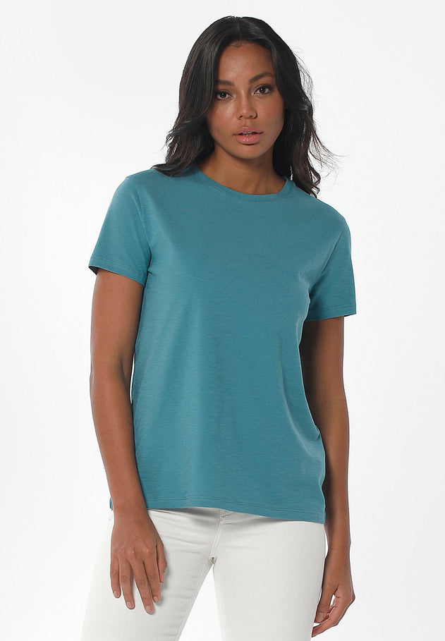 Women's Basic Round Neck T-Shirt Petrol Green