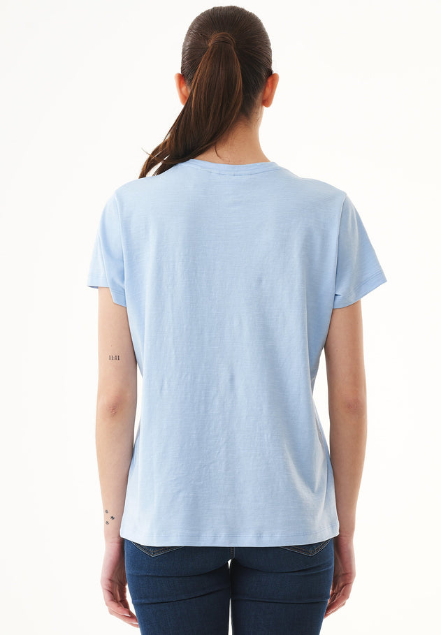 Women's Basic Round Neck T-Shirt Powder Blue