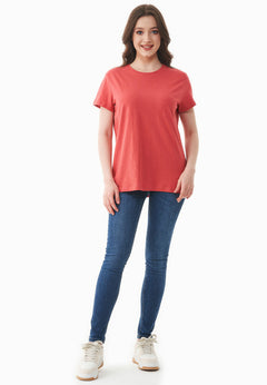 Women's Basic Round Neck T-Shirt Radiant Red