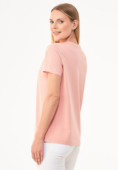 Women's Basic Round Neck T-Shirt Salmon Pink