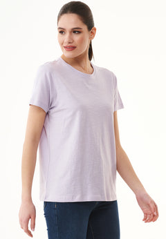 Women's Basic Round Neck T-Shirt Soft Lilac