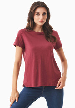 Women's Basic Round Neck T-Shirt Syrah Red