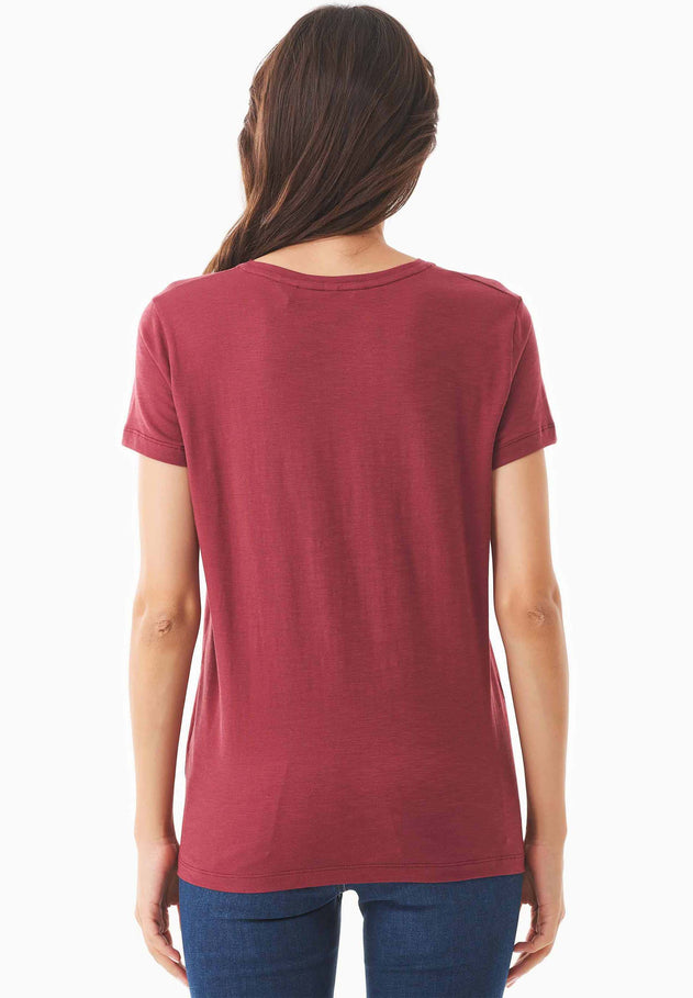 Women's Basic Round Neck T-Shirt Syrah Red