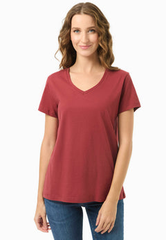 Women's Basic V-Neck T-Shirt Merlot