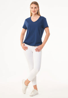 Women's Basic V-Neck T-Shirt Navy