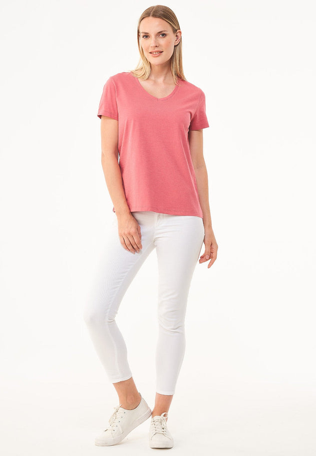 Women's Basic V-Neck T-Shirt Desert Rose