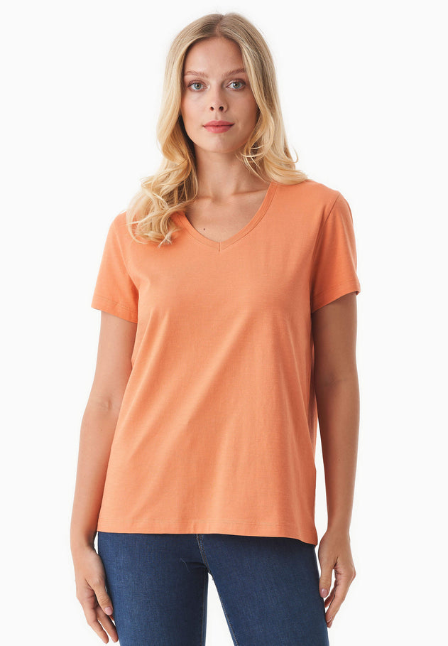 Women's Basic V-Neck T-Shirt Dusty Orange