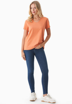 Women's Basic V-Neck T-Shirt Dusty Orange