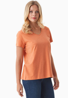 Women's Basic V-Neck T-Shirt Dusty Orange