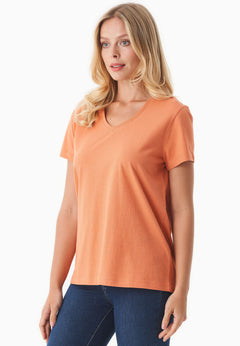 Women's Basic V-Neck T-Shirt Dusty Orange