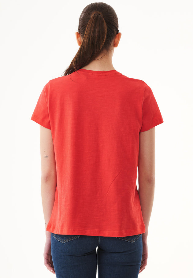 Women's Basic V-Neck T-Shirt Dusty Red