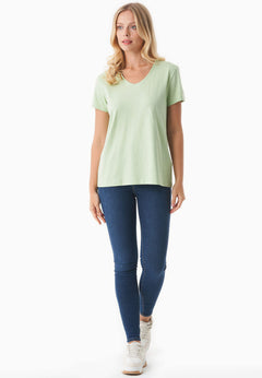 Women's Basic V-Neck T-Shirt Foam Green