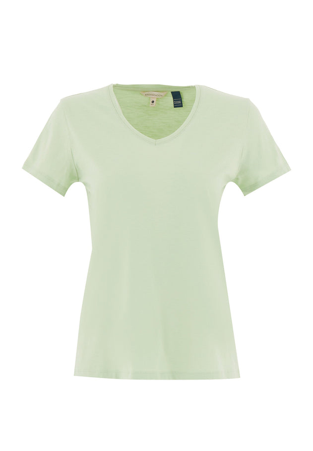 Women's Basic V-Neck T-Shirt Foam Green