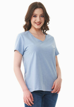 Women's Basic V-Neck T-Shirt Ice Blue