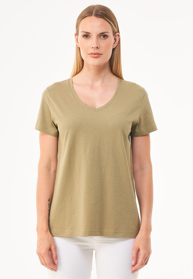 Women's Basic V-Neck T-Shirt Olive