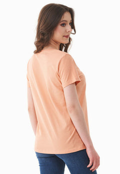 Women's Basic V-Neck T-Shirt Peach