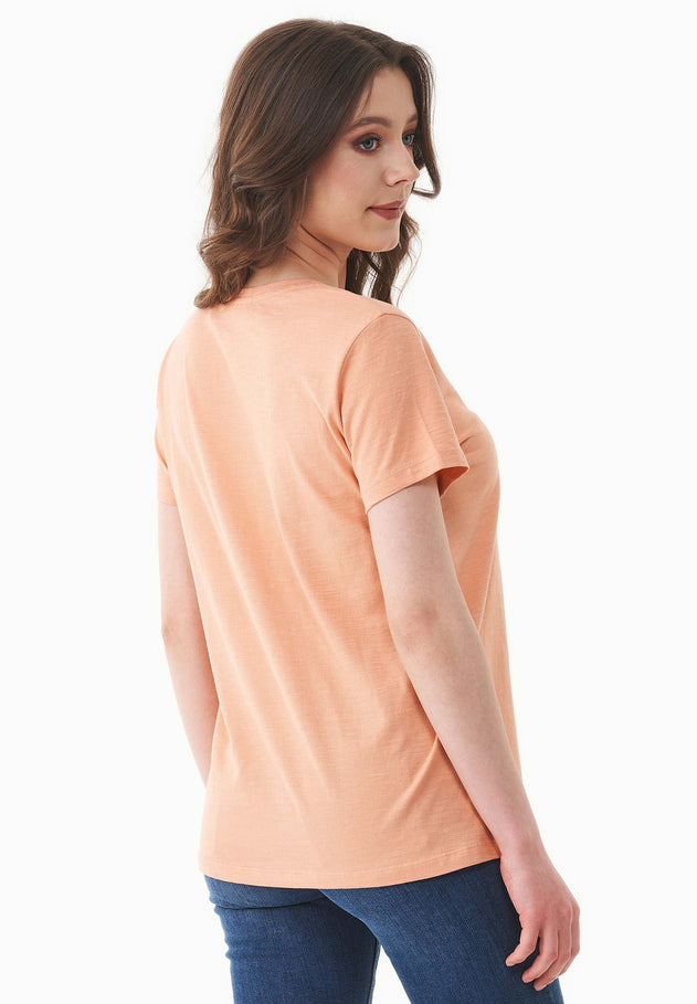 Women's Basic V-Neck T-Shirt Peach