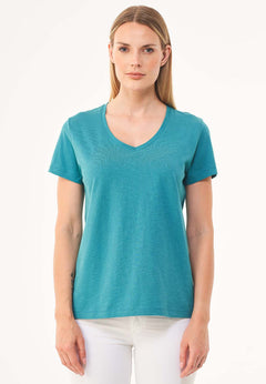 Women's Basic V-Neck T-Shirt Petrol Green