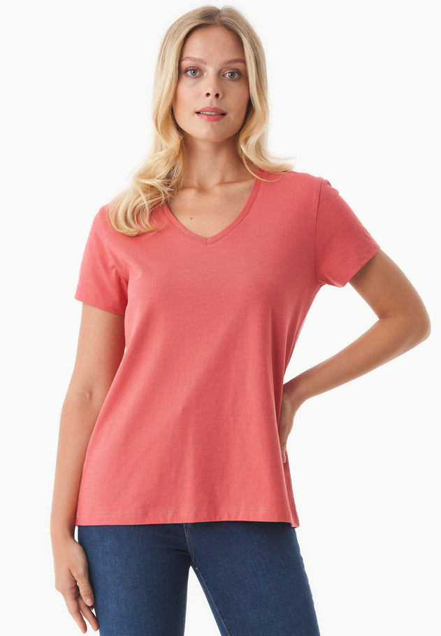 Women's Basic V-Neck T-Shirt Radiant Red