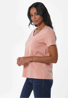 Women's Basic V-Neck T-Shirt Salmon Pink