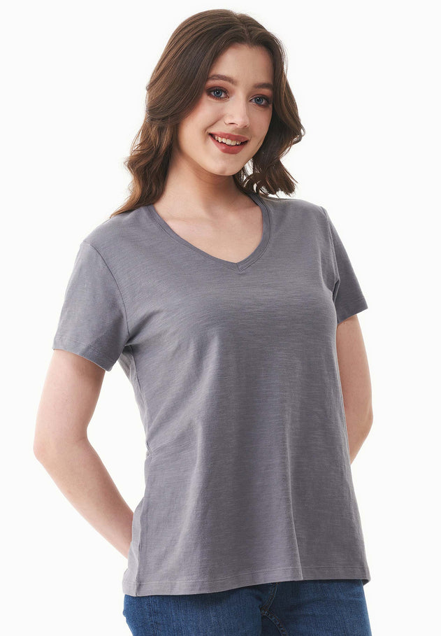 Women's Basic V-Neck T-Shirt Shadow