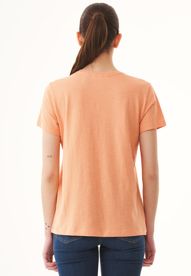 Basic V-Neck T-Shirt Shell Coral