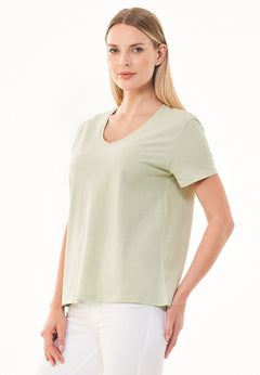 Women's Basic V-Neck T-Shirt Soft Green