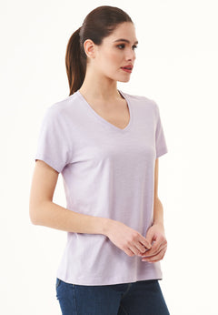 Women's Basic V-Neck T-Shirt Soft Lilac