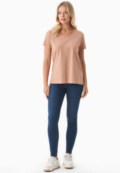 Basic V-Neck T-Shirt Tan