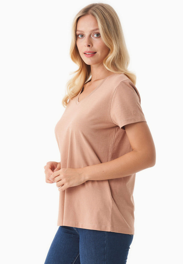 Basic V-Neck T-Shirt Tan