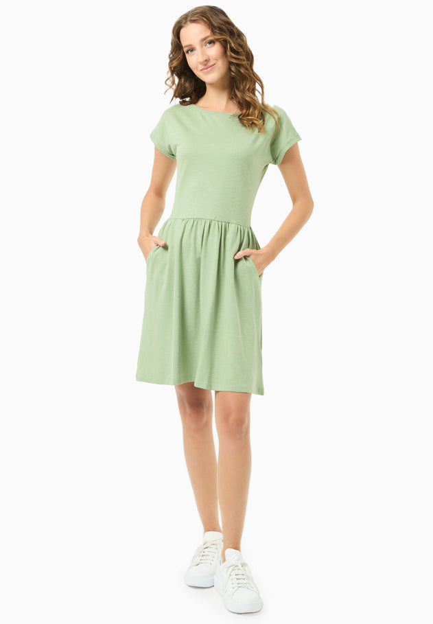 Slub Jersey Dress With Side Pockets Fern Green