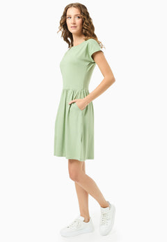 Slub Jersey Dress With Side Pockets Fern Green