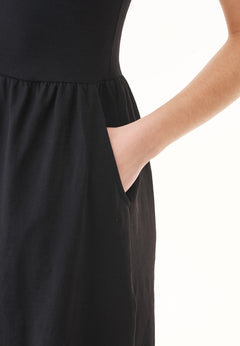 Slub Jersey Dress With Side Pockets Black