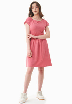 Slub Jersey Dress With Side Pockets Desert Rose