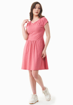 Slub Jersey Dress With Side Pockets Desert Rose
