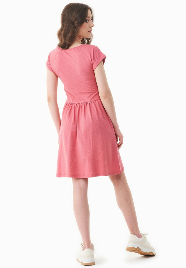 Slub Jersey Dress With Side Pockets Desert Rose