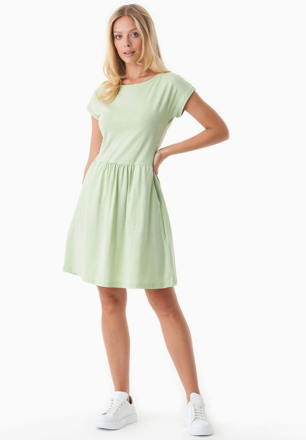 Slub Jersey Dress With Side Pockets Foam Green