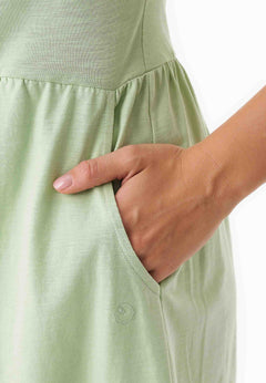 Slub Jersey Dress With Side Pockets Foam Green