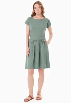 Slub Jersey Dress With Side Pockets Green Tea