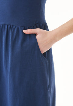 Slub Jersey Dress With Side Pockets Navy