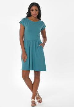Slub Jersey Dress With Side Pockets Petrol Green