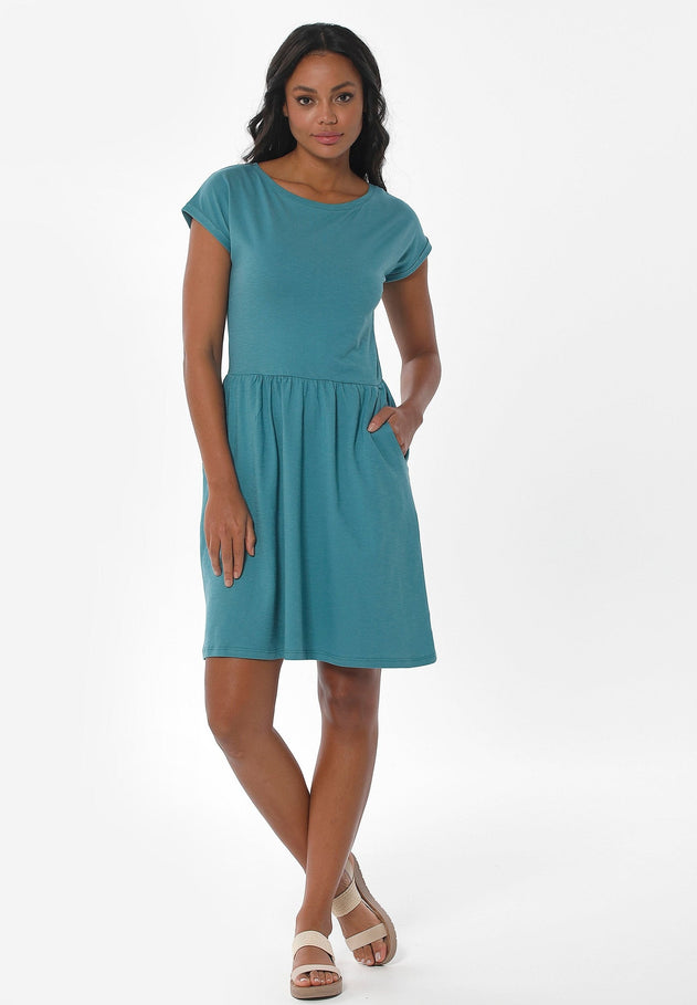 Slub Jersey Dress With Side Pockets Petrol Green