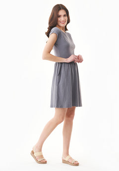 Slub Jersey Dress With Side Pockets Shadow