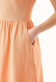 Slub Jersey Dress With Side Pockets Shell Coral Red