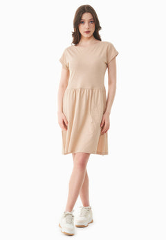 Slub Jersey Dress With Side Pockets Soft Beige